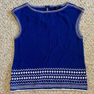 Banana Republic Blue White Embroidery Top